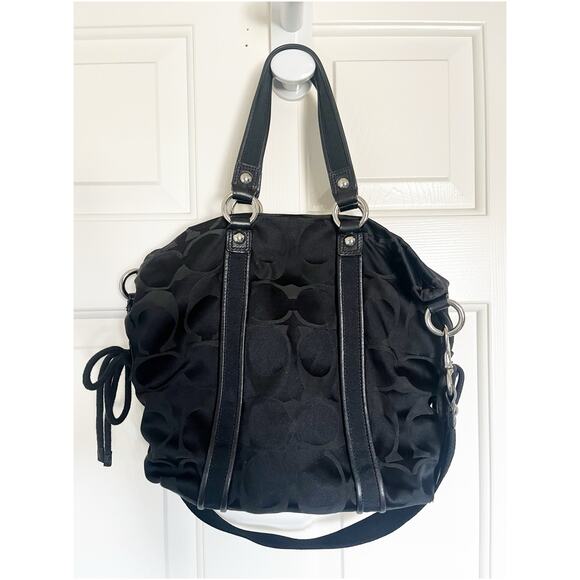 Coach Poppy Signature Spotlight Small Convertible Tote Shoulder Bag Black 13843 - Picture 2 of 9